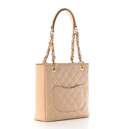 Chanel Caviar Quilted Petit Shopping Tote PST Beige 3 of 10