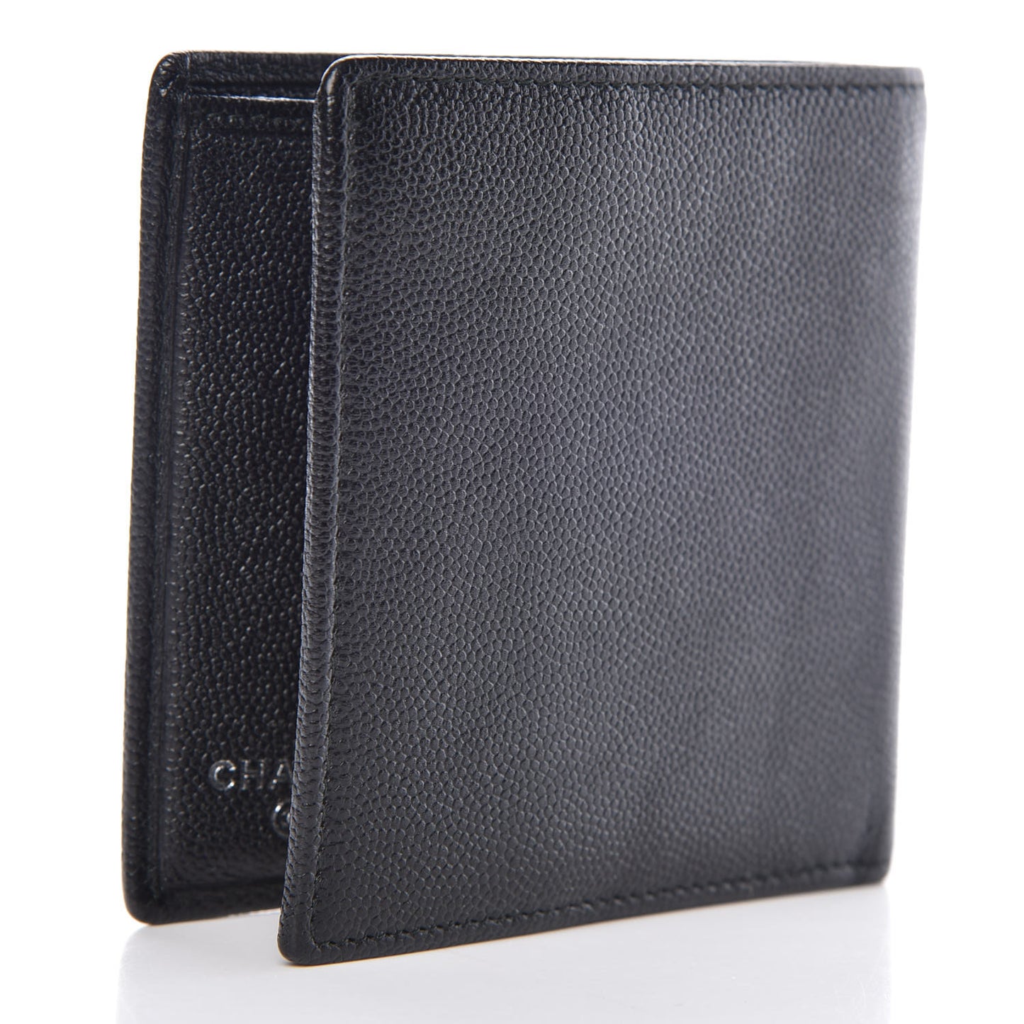 Caviar CC Button Bi-Fold Wallet Black