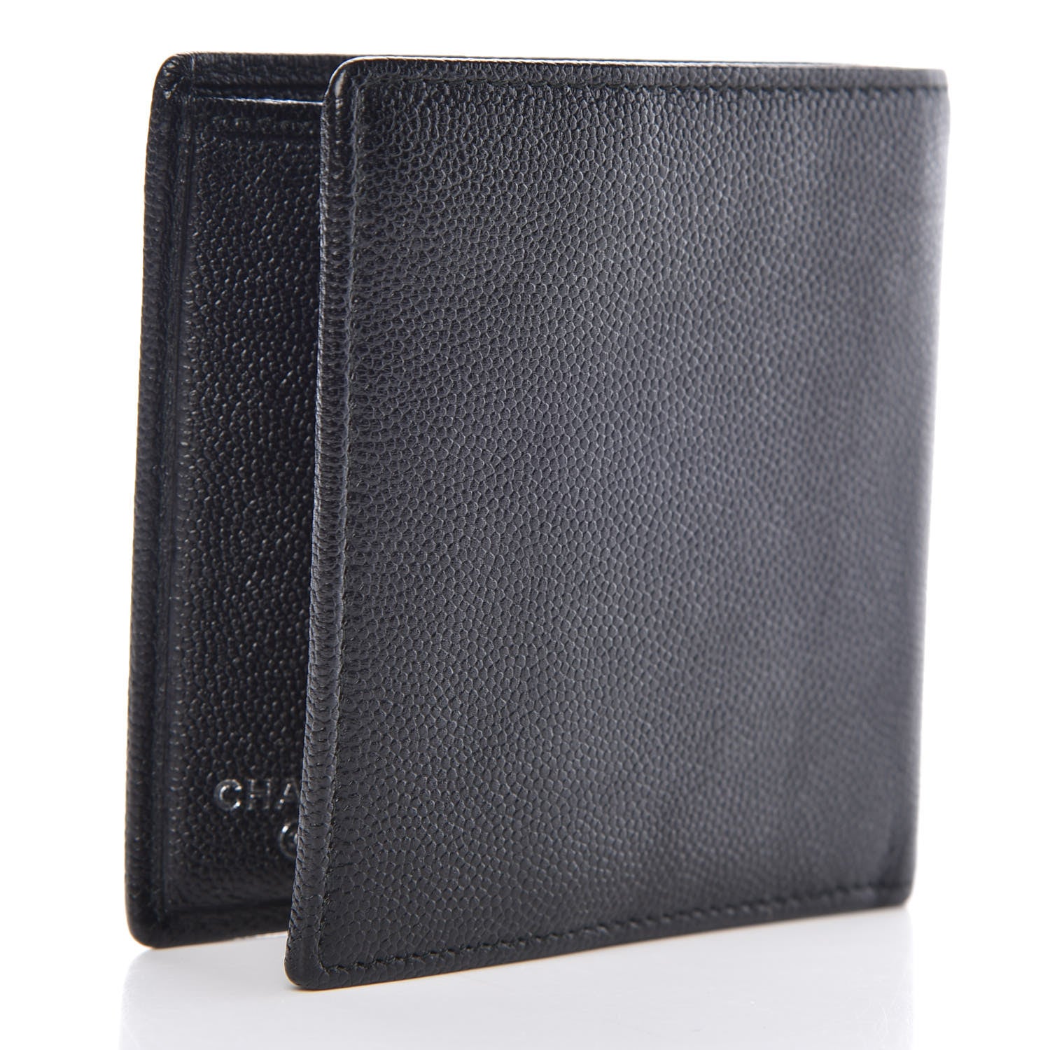 Chanel Caviar CC Button Bi-Fold Wallet Black 3 of 9