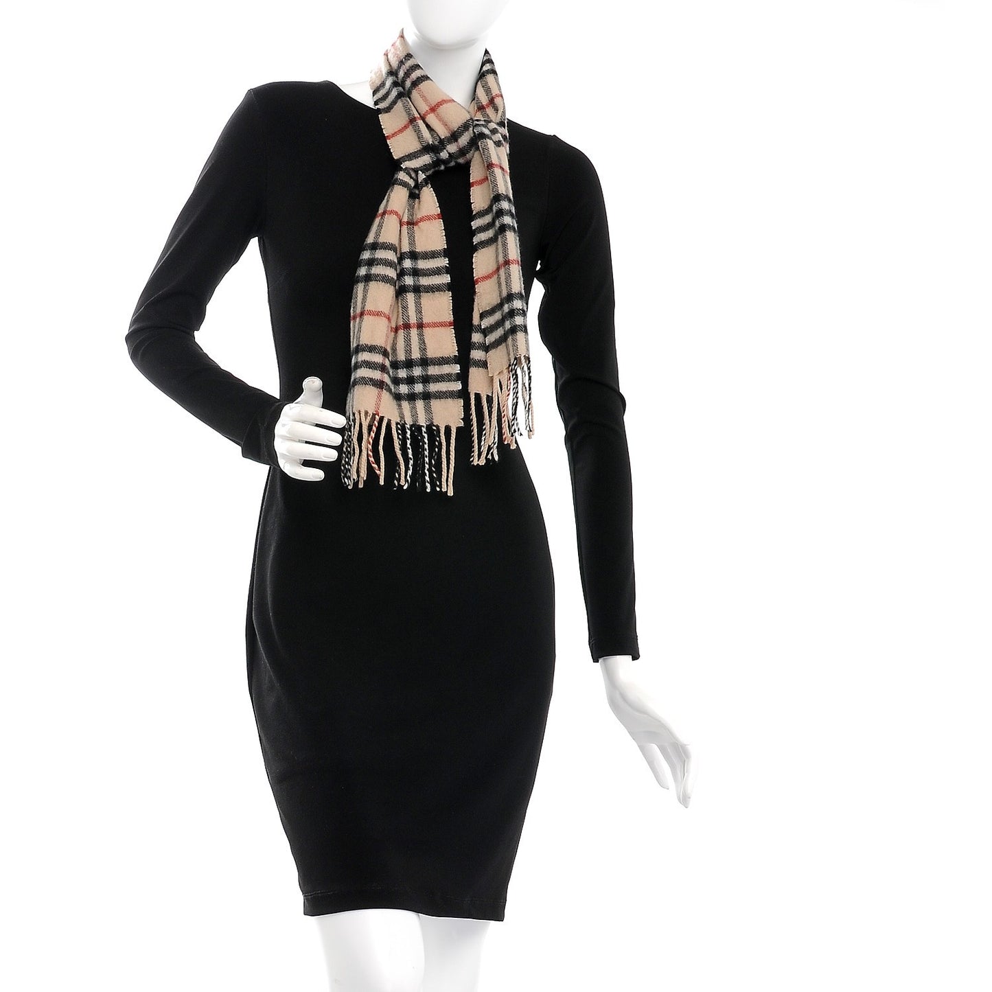 Cashmere House Check Fringe Scarf Camel