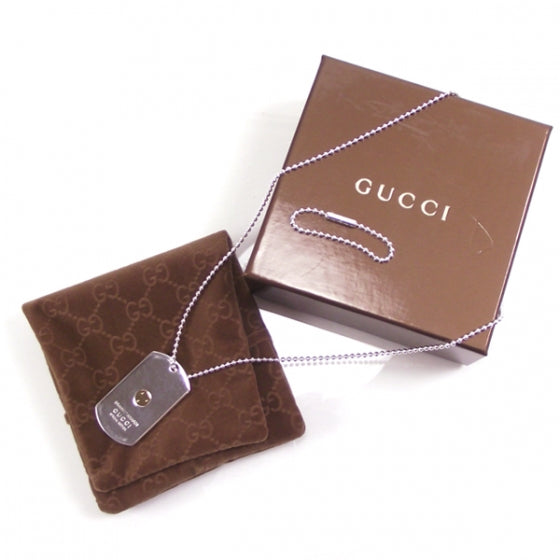 Gucci Stainless Steel 18K Yellow Gold Grammy Award Dog Tag Necklace 3 of 6