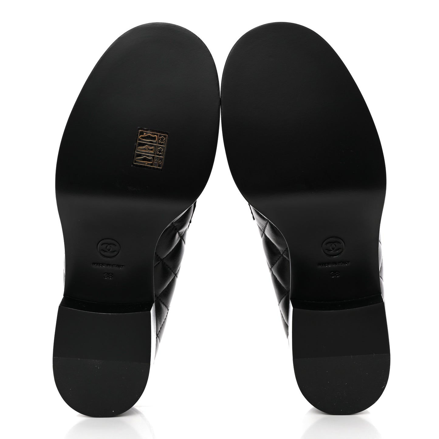 Lambskin Quilted CC Heart Loafers 38 Black