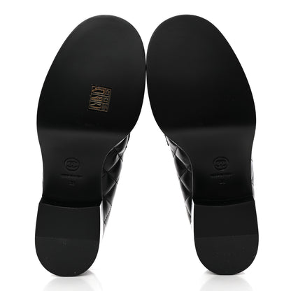 Chanel Lambskin Quilted CC Heart Loafers 38 Black 5 of 14