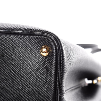 Prada Saffiano Cuir Medium Double Bag Black Fuoco 20 of 23