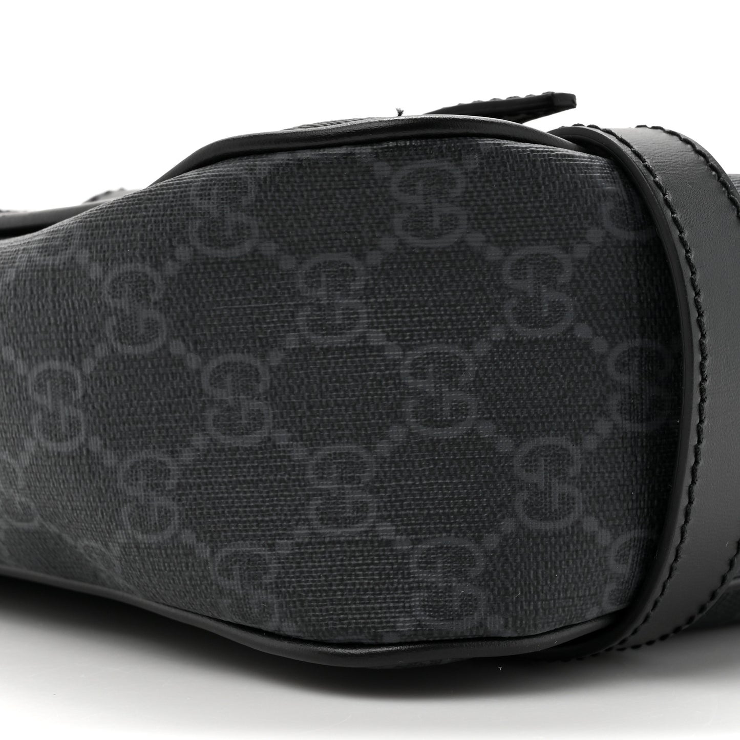 GG Supreme Monogram Textured Dollar Calfskin Retro Interlocking G Flap Messenger Bag Black
