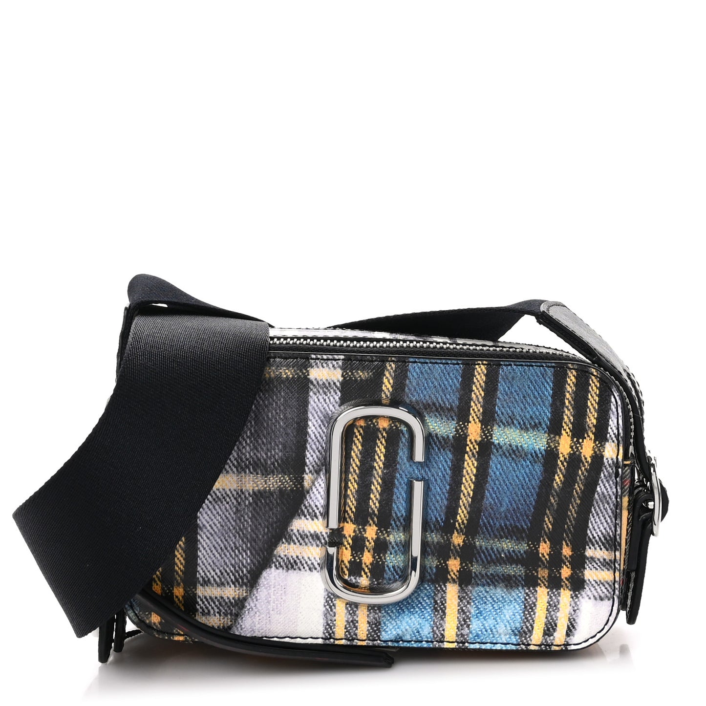 Saffiano Small Snapshot Tartan Camera Bag Blue Multi