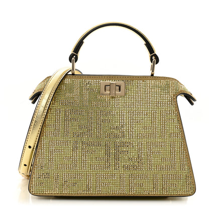 Fendi Crystal Vitello Laminato FF Petite Peekaboo I SEE U Satchel Crystal Platinum Light Gold 1 of 13