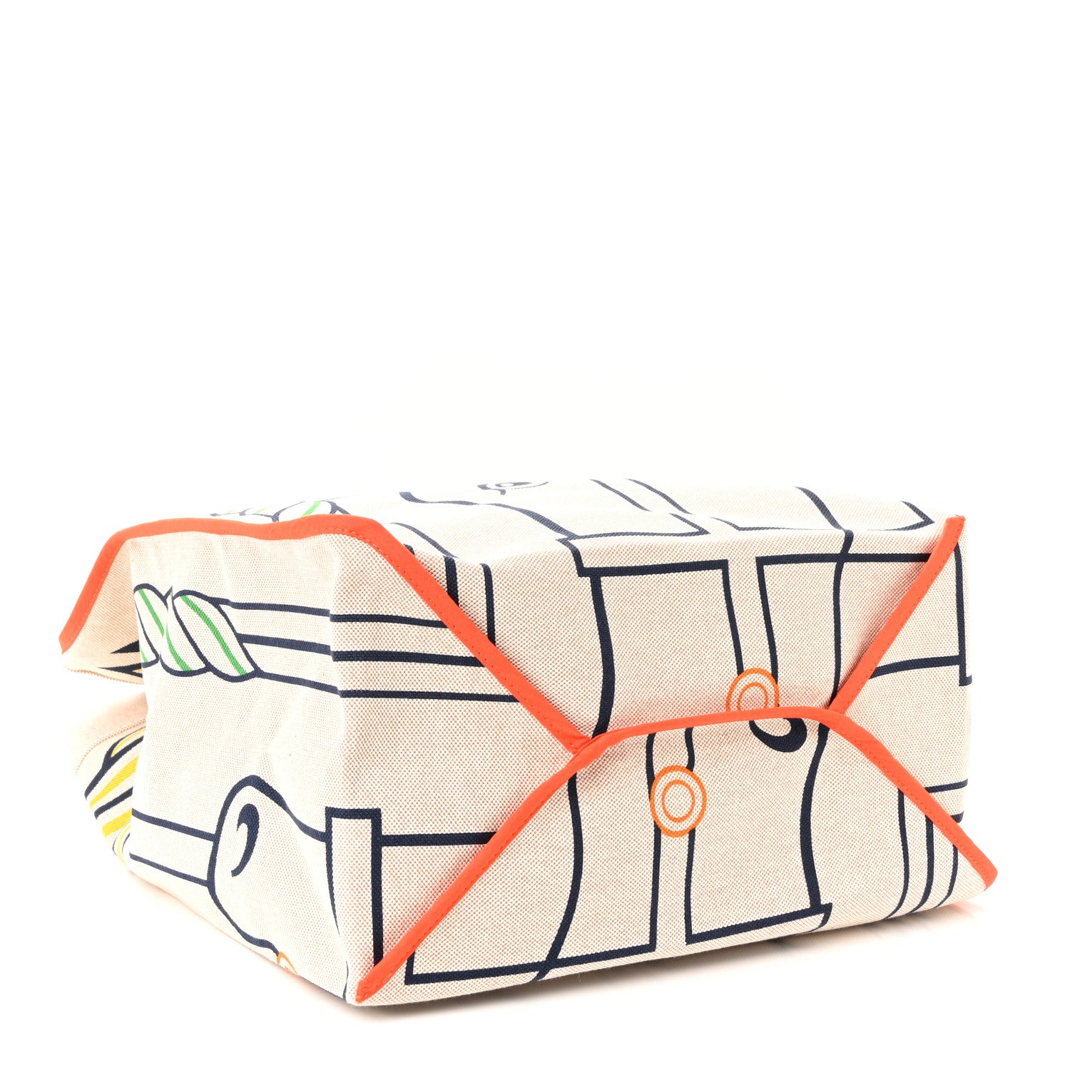 Hermes H Canvas Quadrige Beach Bag Bleu Jaune Rose 6 of 19