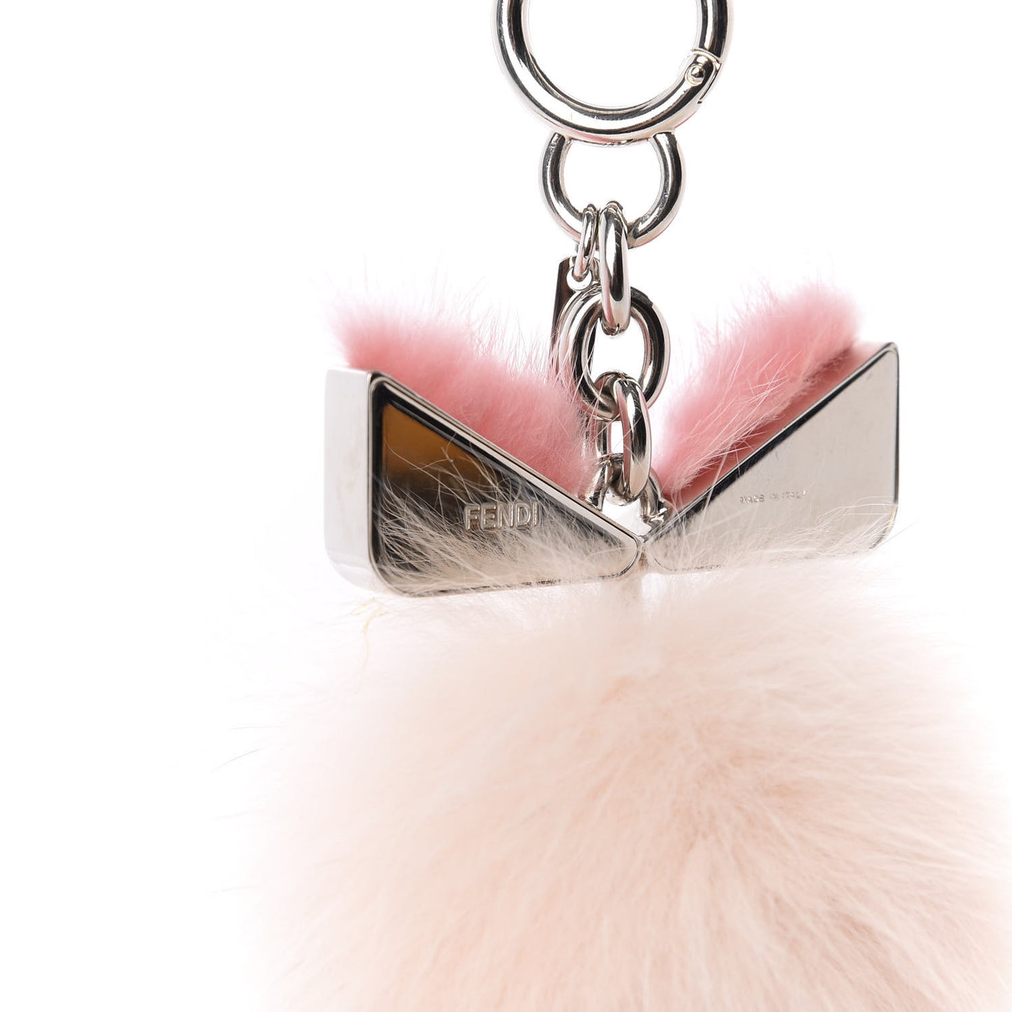 Metal Fox Mink Fur Monster Eyes Pom Pom Bag Charm Pink