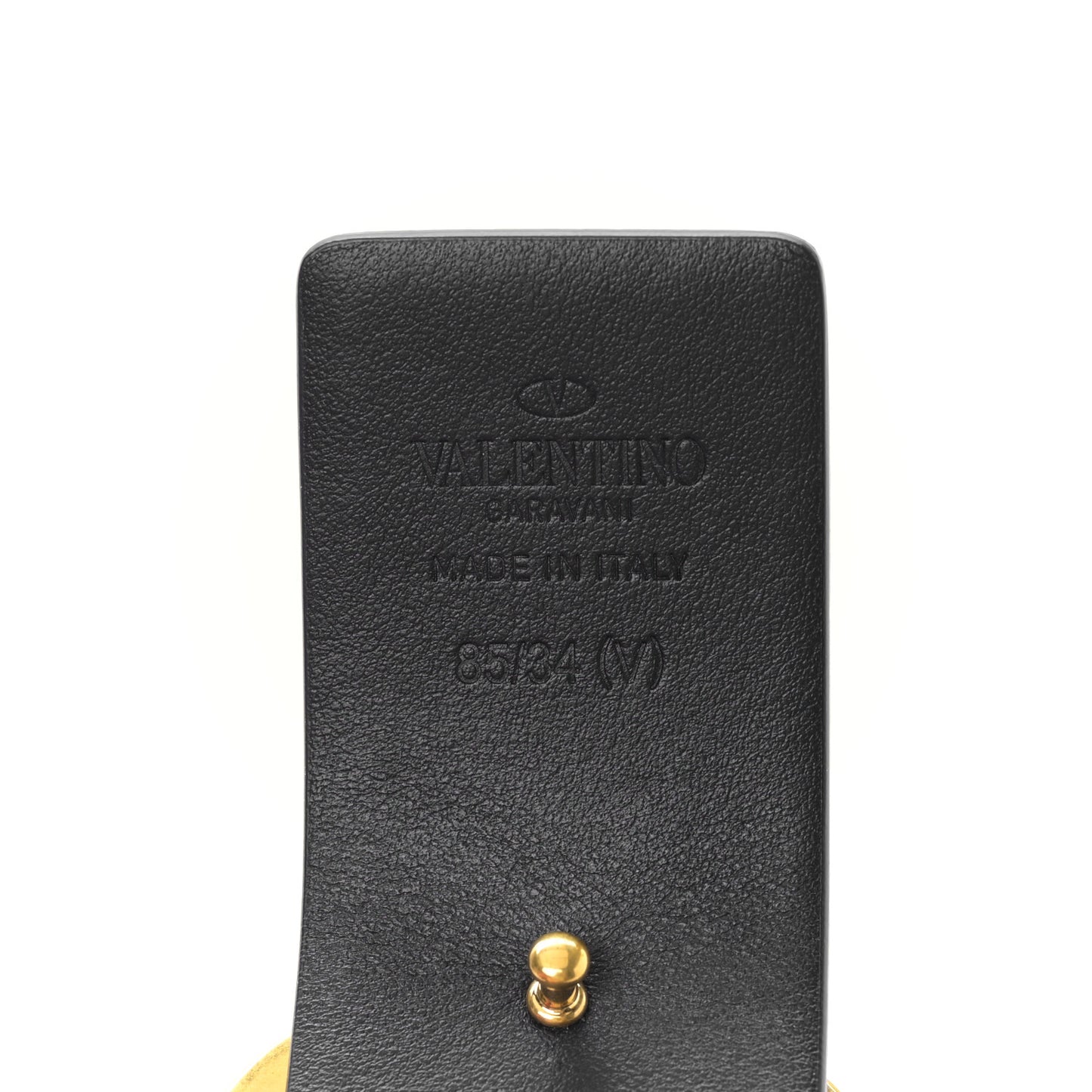 Glossy Calfskin Monochrome VLogo Belt 85 34 Black