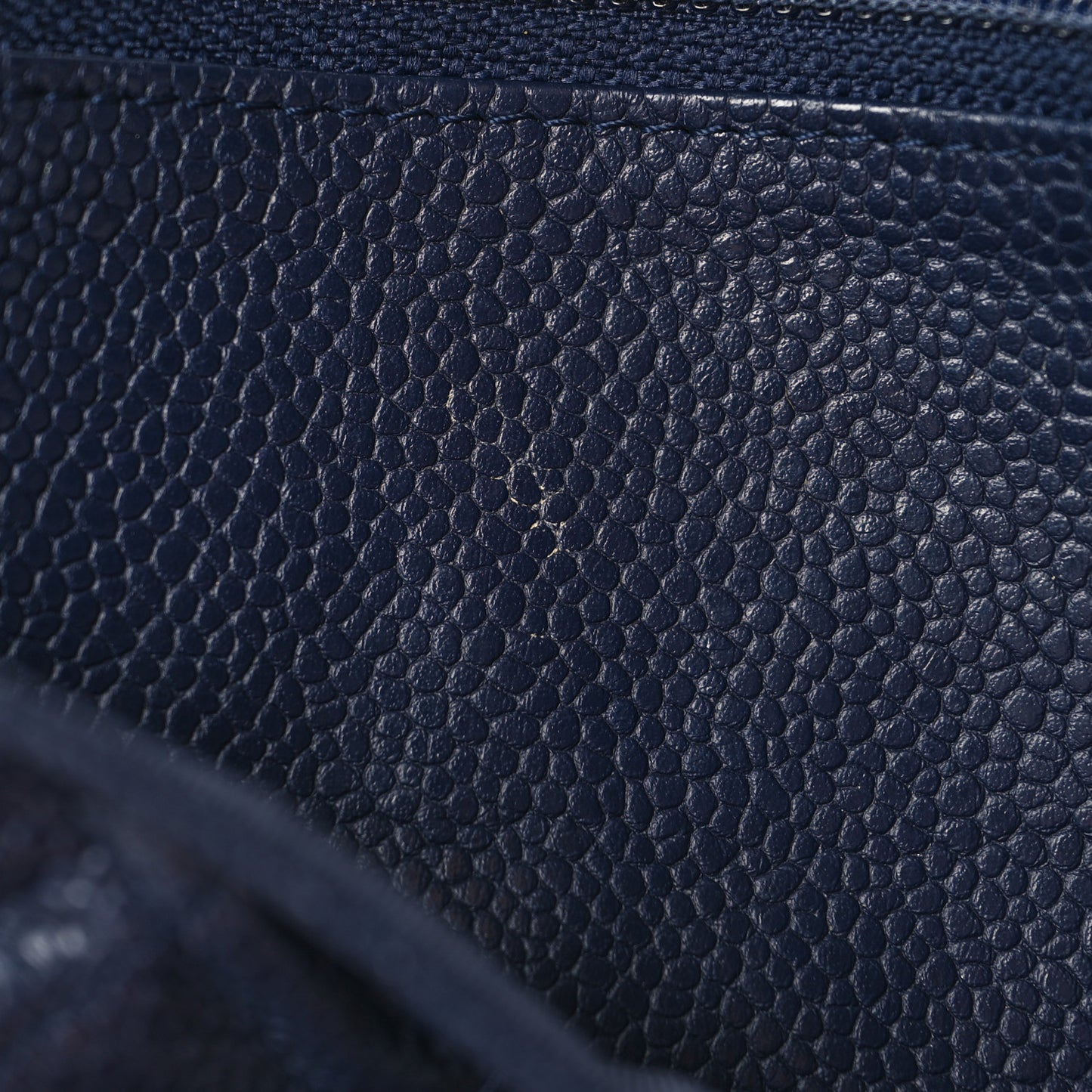 Caviar Quilted Wallet on Chain WOC Navy Blue