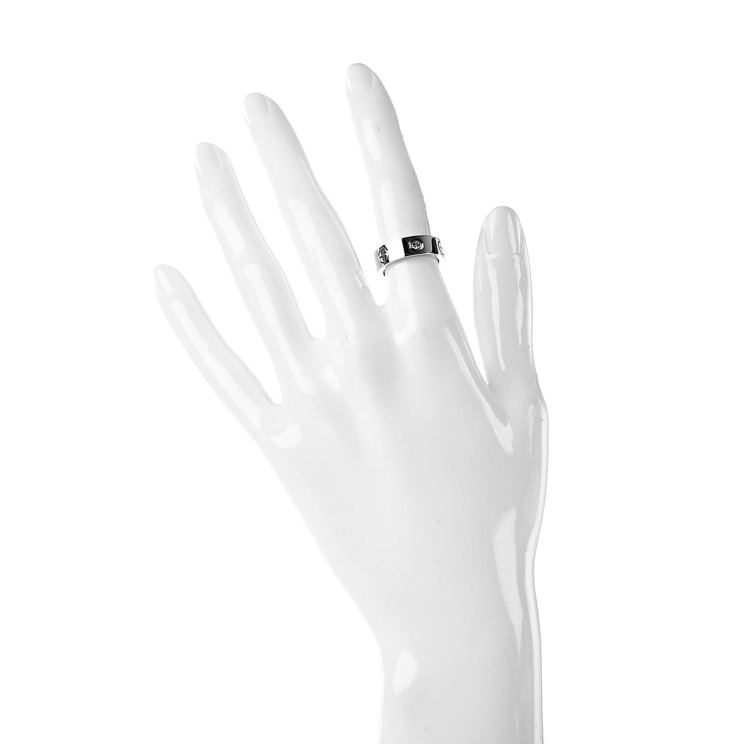 18K White Gold 3 Diamond 5.5mm LOVE Ring 48 4.5