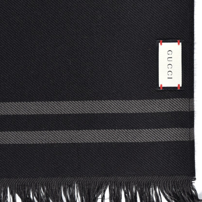 Gucci Wool GG Monogram Arliss Fringe Scarf Anthracite Black 3 of 4
