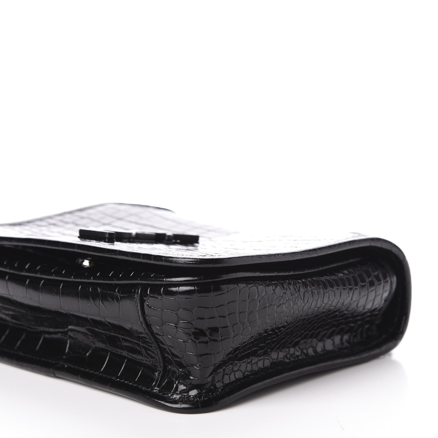 Saint Laurent Crocodile Embossed Lambskin Matelasse Monogram Niki Chain Wallet Black 8 of 10