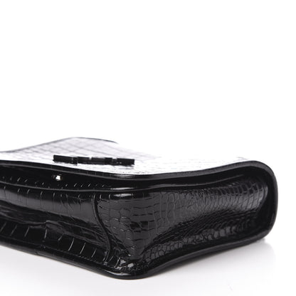 Saint Laurent Crocodile Embossed Lambskin Matelasse Monogram Niki Chain Wallet Black 8 of 10