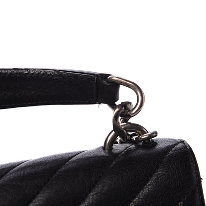 Saint Laurent Sheepskin Matelasse Chevron Monogram Medium College Bag Black 10 of 12