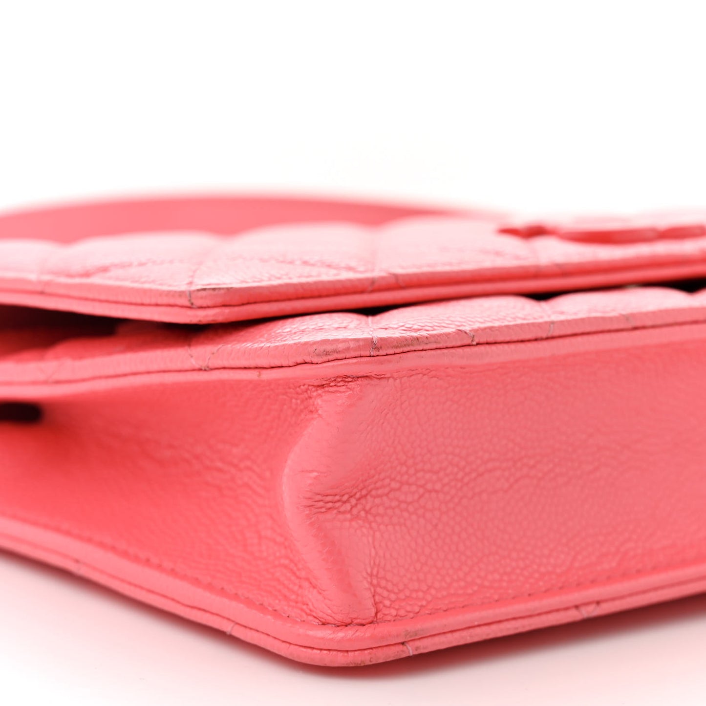 Caviar Quilted My Everything Wallet On Chain WOC Dark Coral