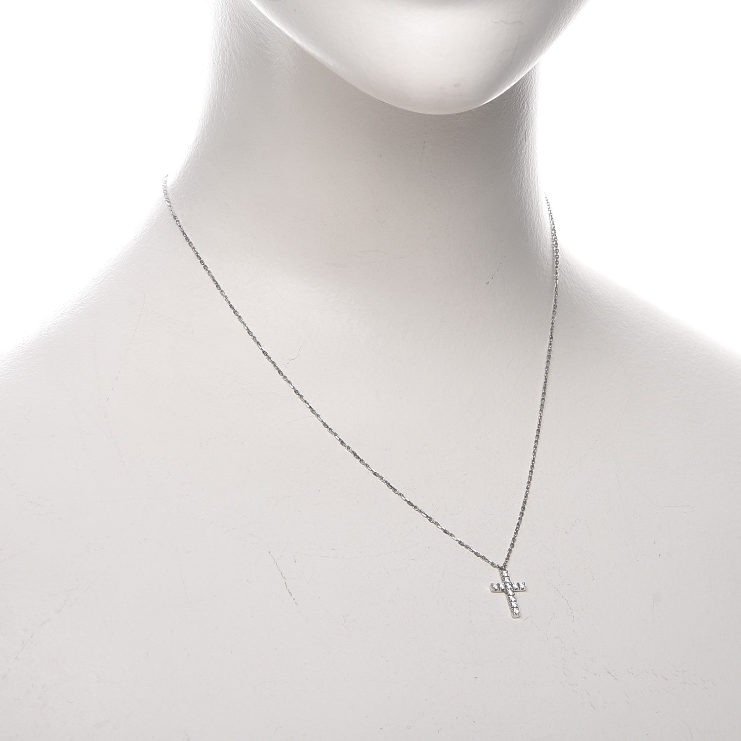 Cartier 18K White Gold Diamond Symbols Cross Pendant Necklace 2 of 9