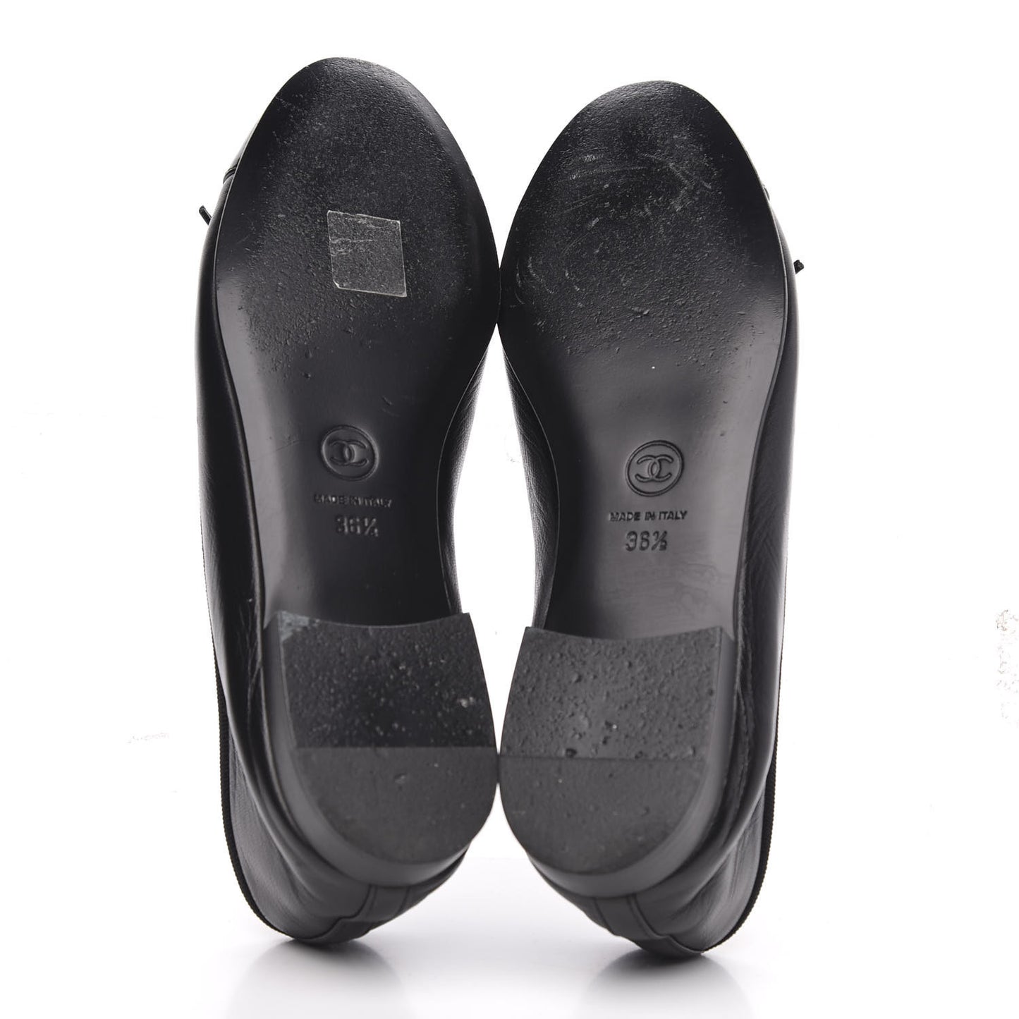 Lambskin Patent Cap Toe Ballerina Flats 36.5 Black