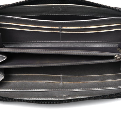 Chanel Lambskin Camellia Embossed Large Zip Around Gusset Wallet Black 5 of 12