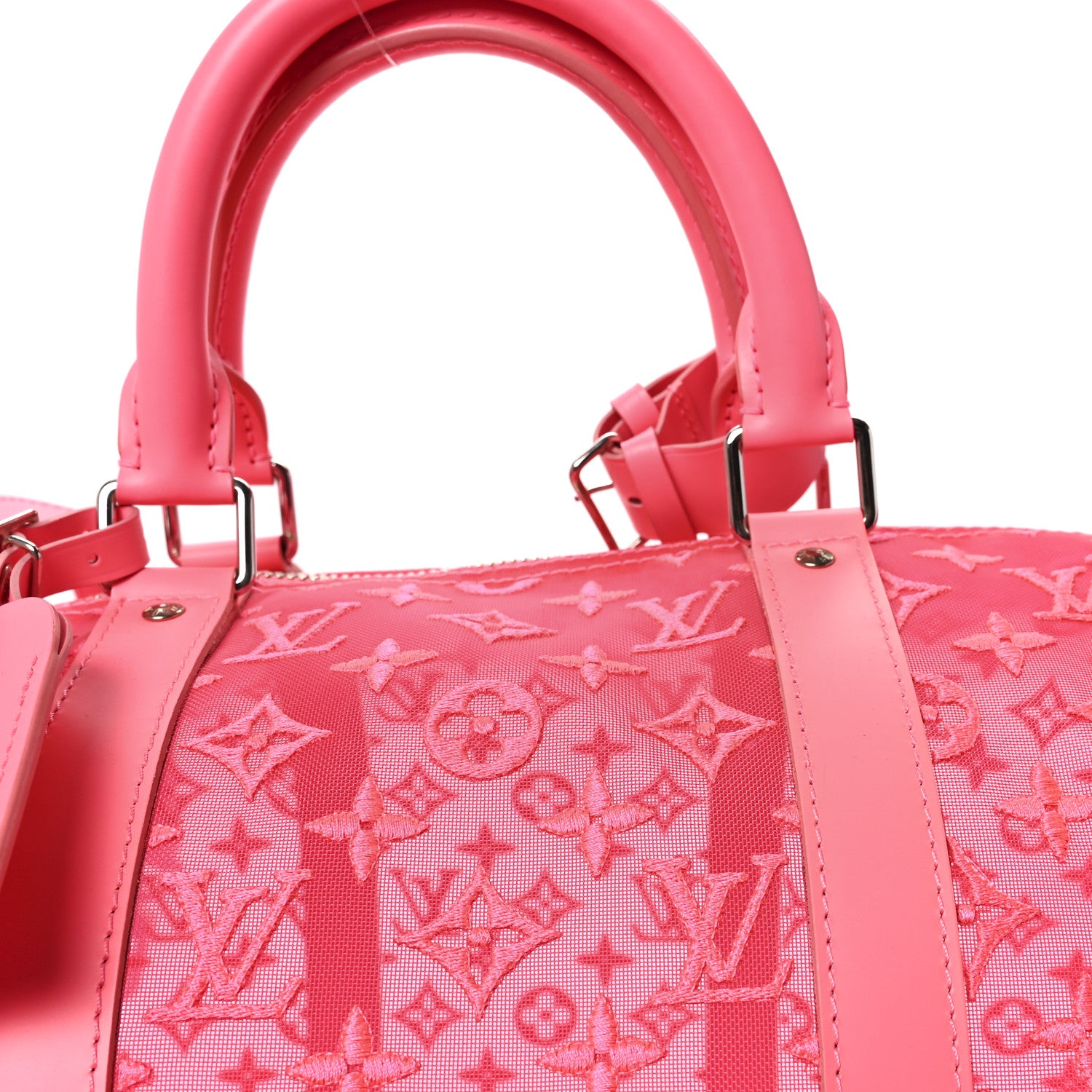 Louis Vuitton Monogram Fluo See Through Keepall Bandouliere 50 Rose 6 of 8