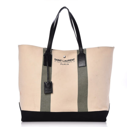 Saint Laurent Canvas Beach Shopping East West Tote Ecru 1 of 20