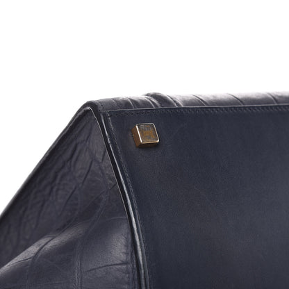 Celine Crocodile Embossed Calfskin Medium Phantom Luggage Navy Blue 9 of 21