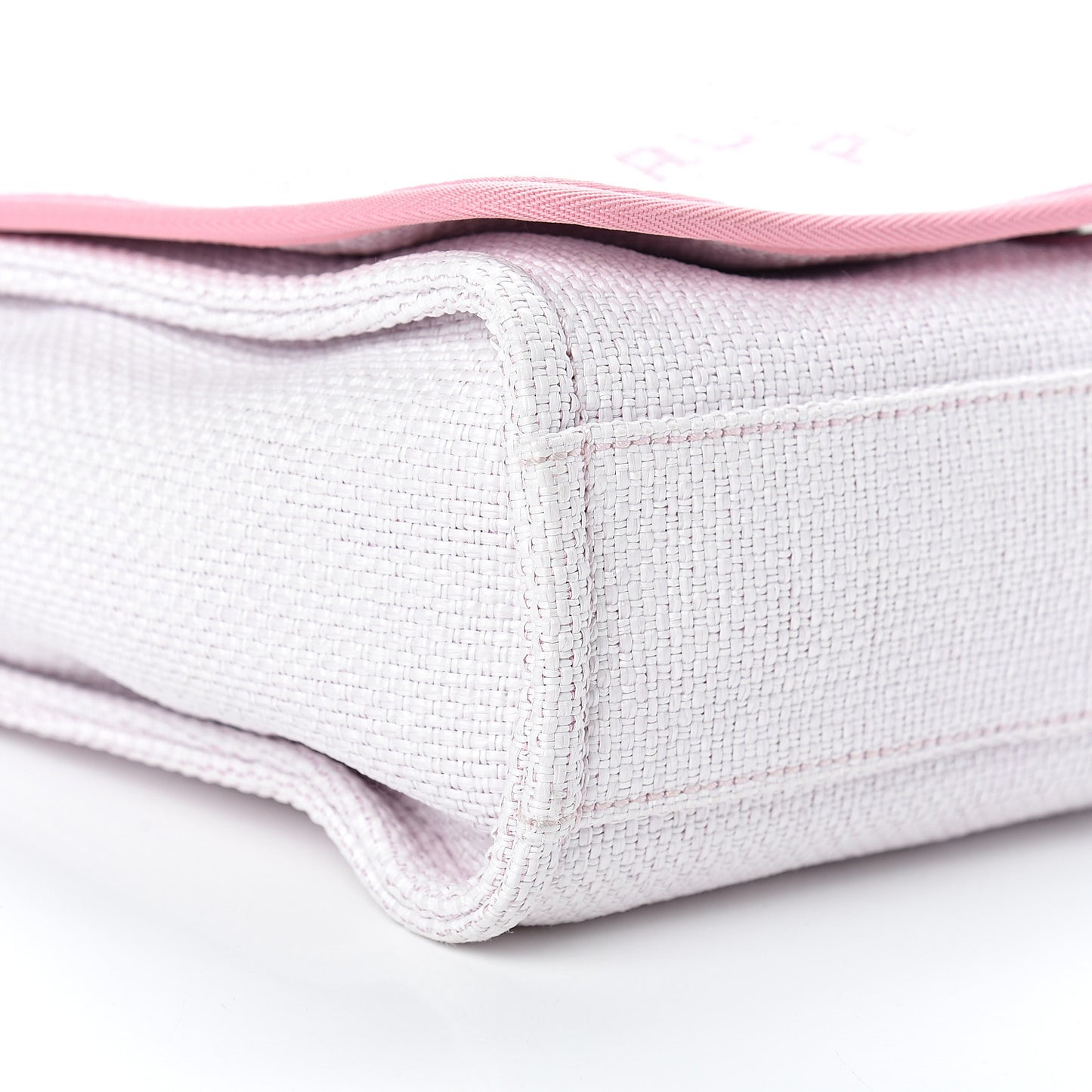 Woven Straw Raffia Small Deauville Messenger Pink