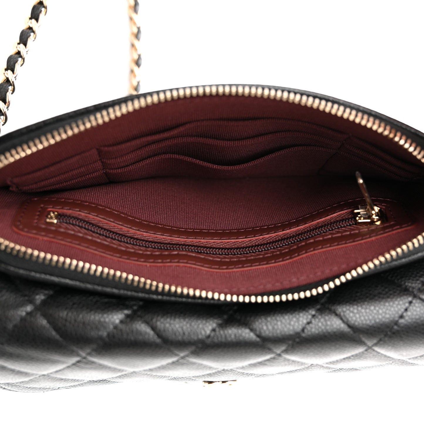 Caviar Quilted Flap Phone Holder With Chain Black