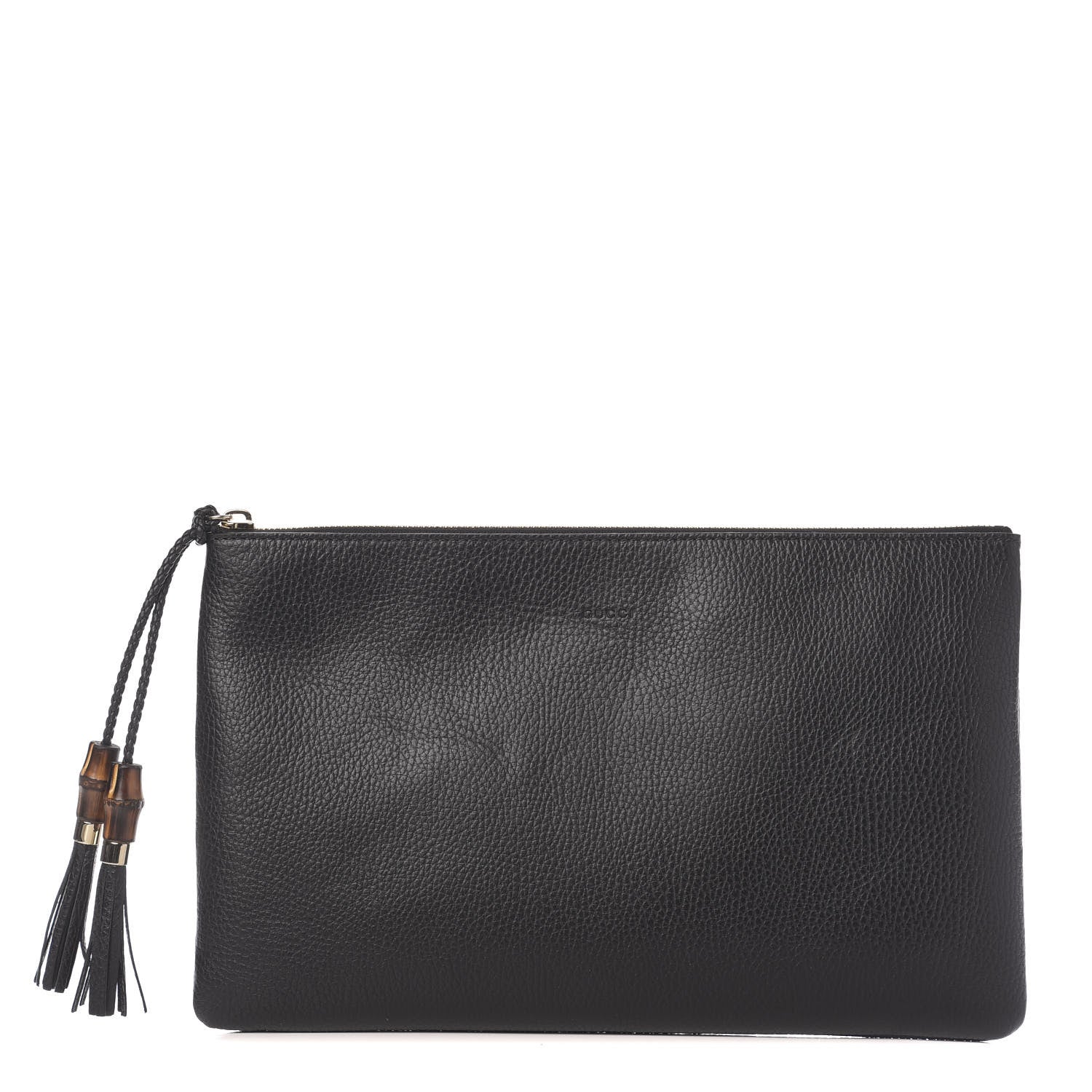 Gucci Pebbled Calfskin Large Bamboo Clutch Black 1 of 7