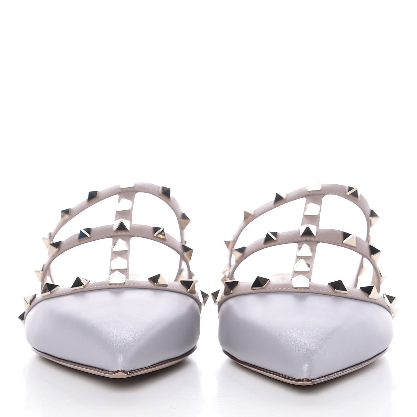 Nappa Rockstud Flat Cage Mules 39 Pastel Grey Poudre