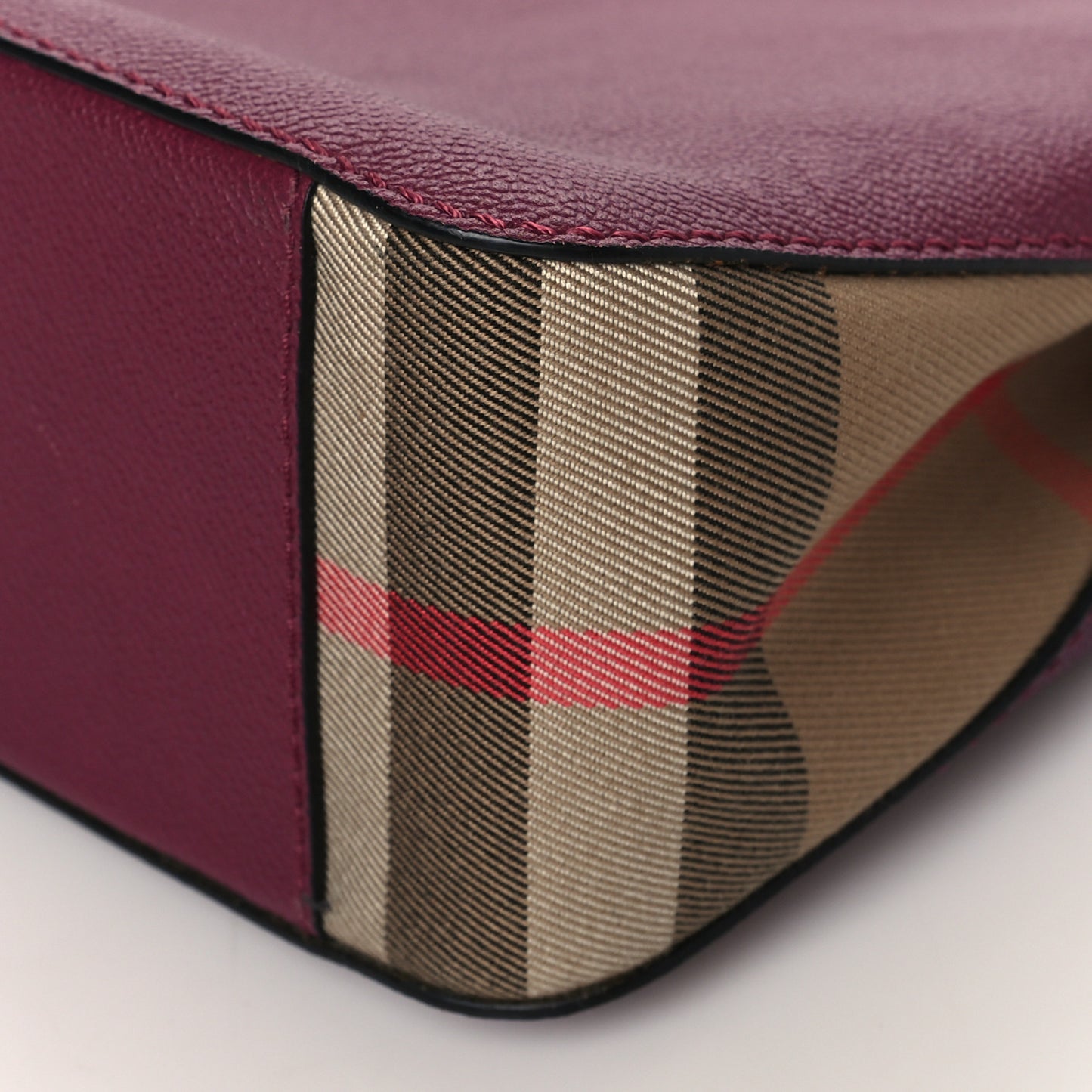 Soft Grain Calfskin House Check Small Helmsley Crossbody Dark Plum
