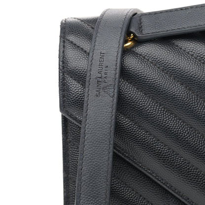 Saint Laurent Grain De Poudre Matelasse Chevron Medium Monogram Satchel Black 15 of 18