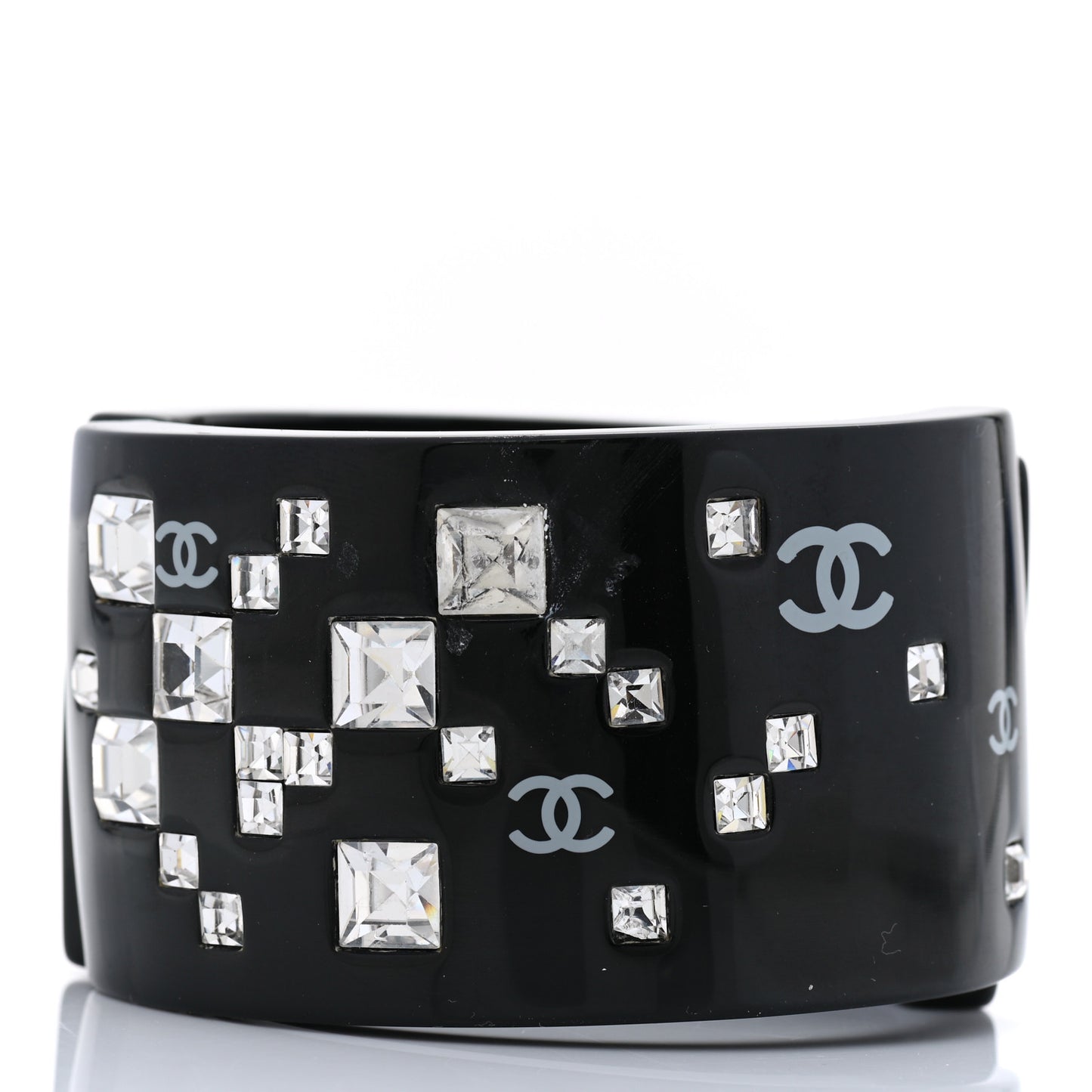 Resin Baguette Crystal CC Cuff Black