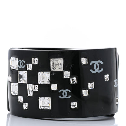 Chanel Resin Baguette Crystal CC Cuff Black 3 of 6