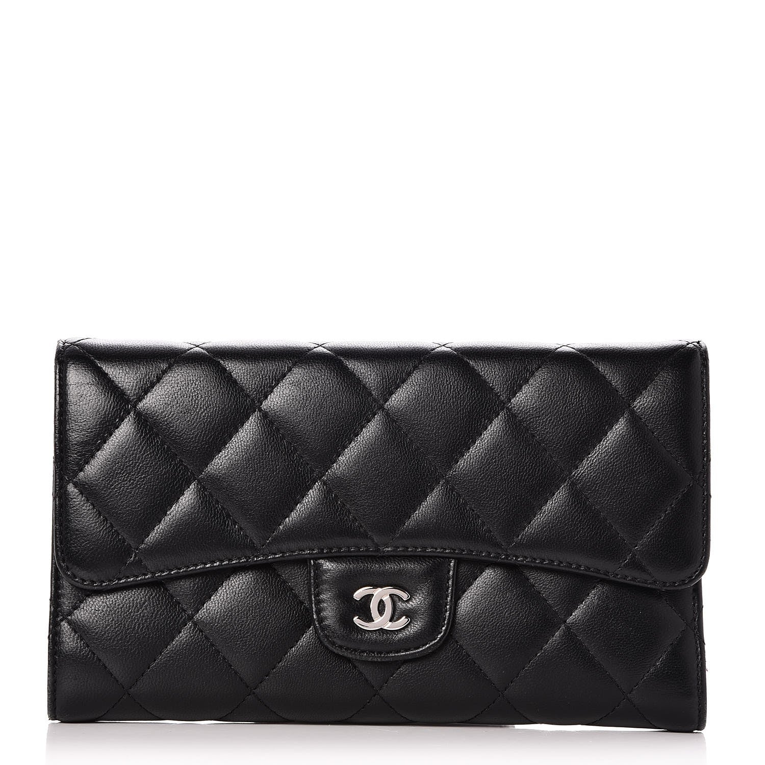 Chanel Lambskin Quilted Large Flap Wallet Black 1 of 9