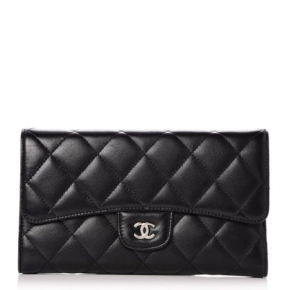 Chanel Lambskin Quilted Large Flap Wallet Black 1 of 9