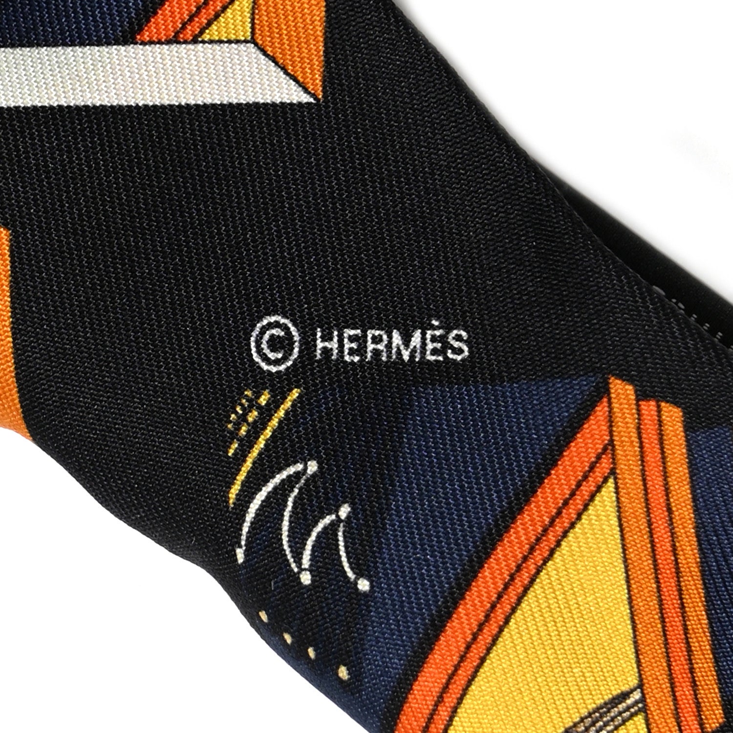 Hermes Silk Springs Springs Bague Twilly Black Orange Creme 4 of 5