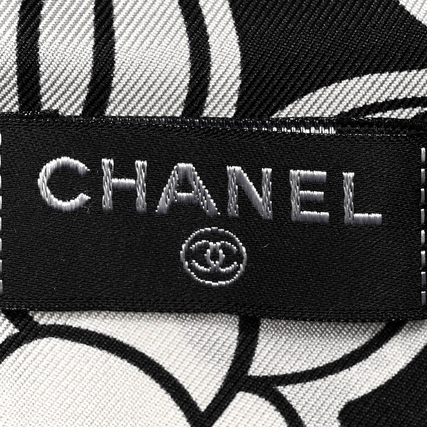 Chanel Silk CC Camellia Slim Bandeau Ecru Black 3 of 3