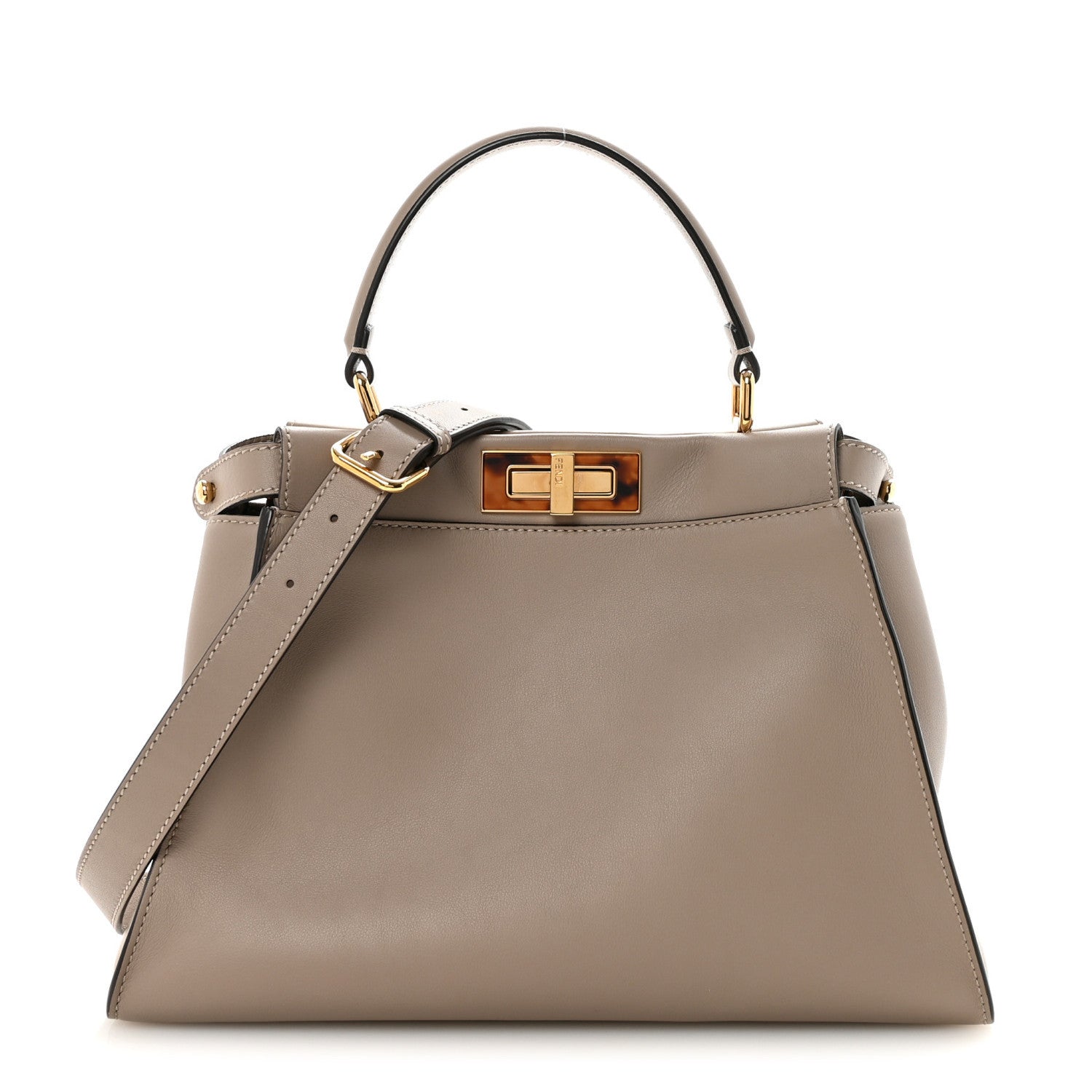 Fendi Vitello Seta Plexiglass Tortoise Medium Peekaboo Iconic Satchel Tortora 1 of 9