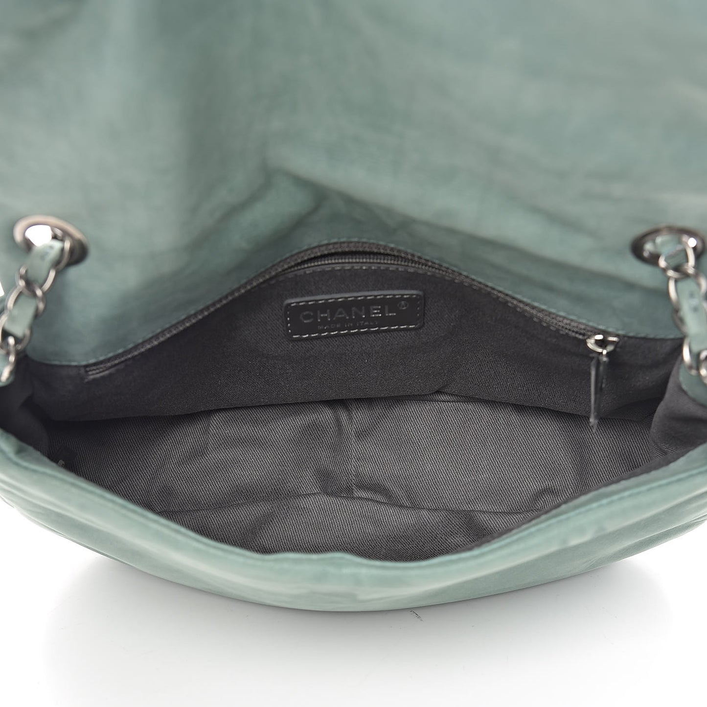 Iridescent Calfskin Glint Flap Green