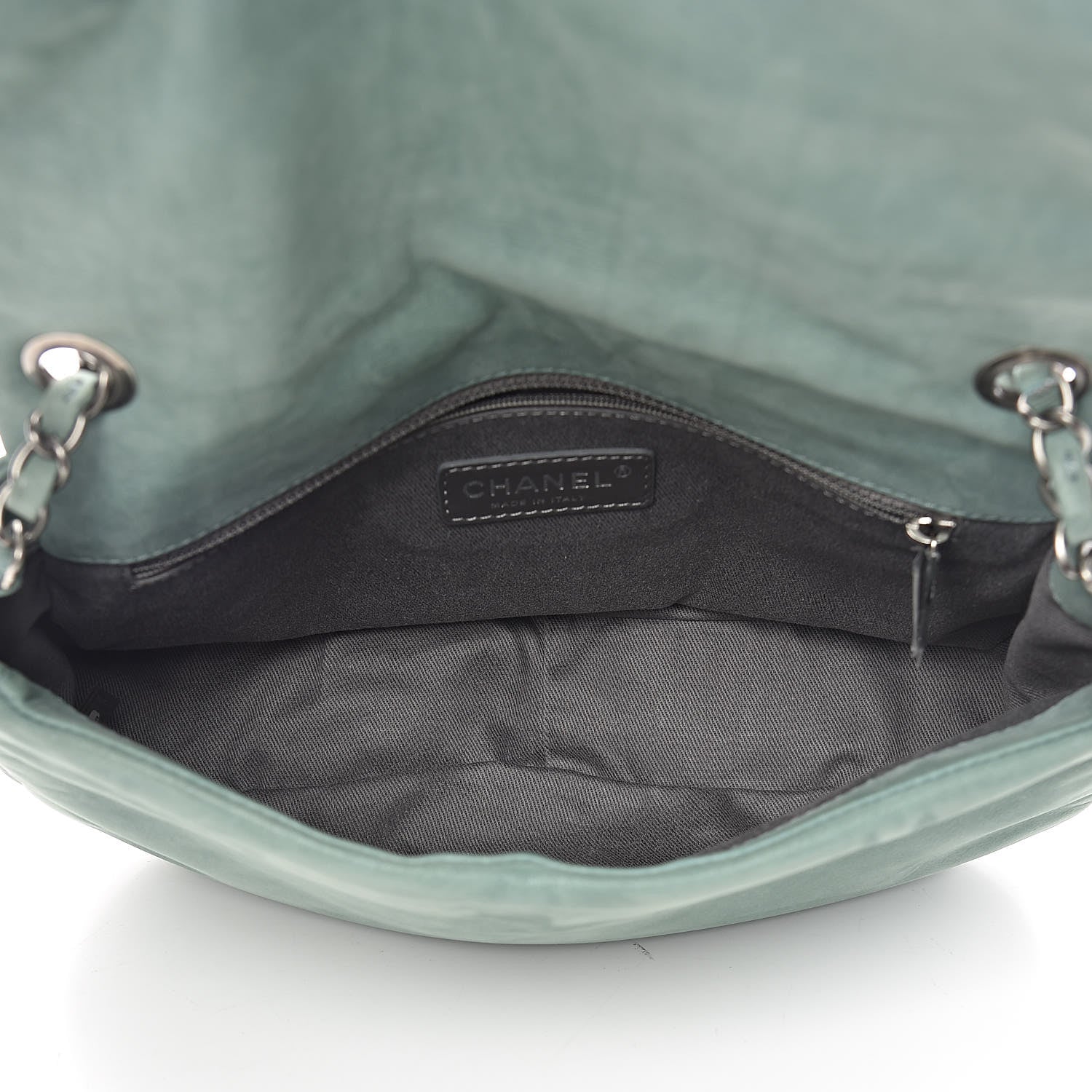 Chanel Iridescent Calfskin Glint Flap Green 5 of 14