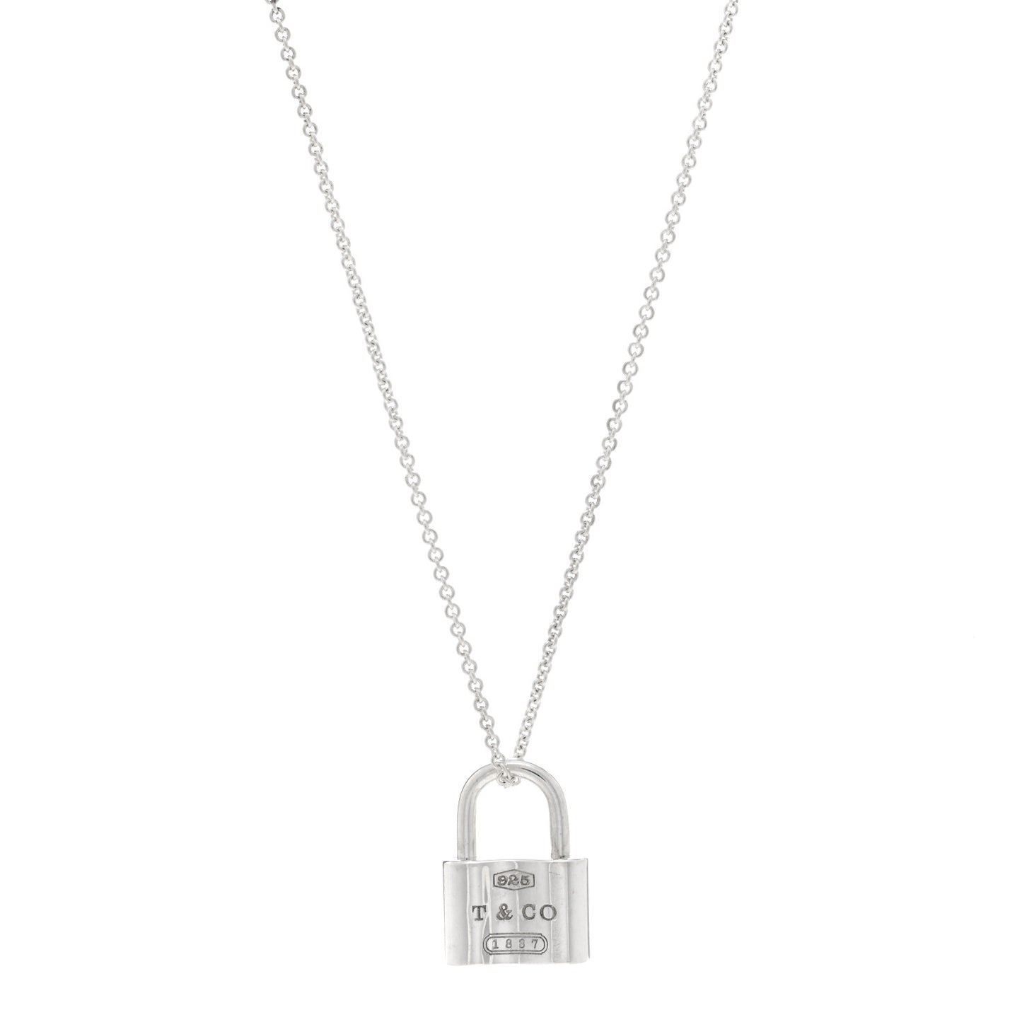 Sterling Silver 1837 Lock Charm Pendant Necklace