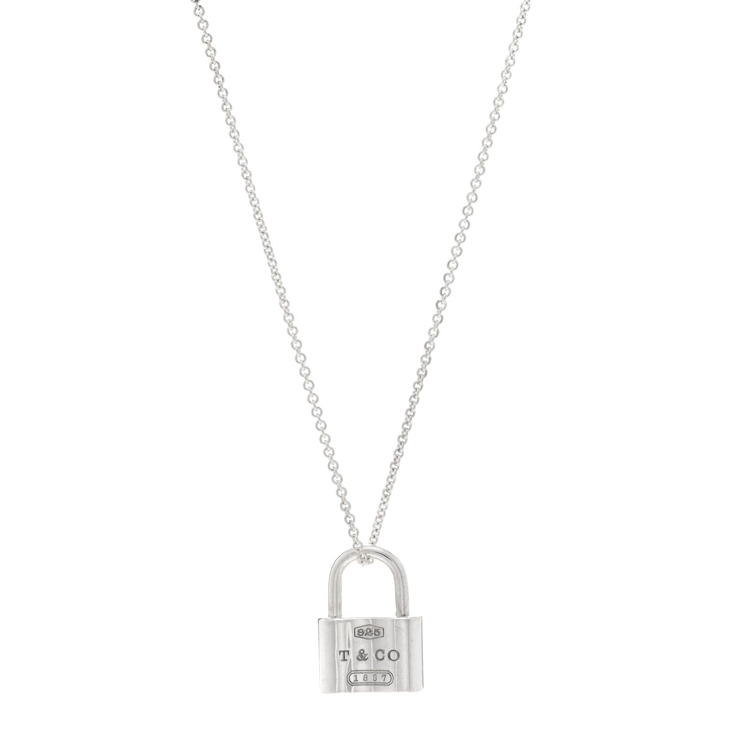 Tiffany Sterling Silver 1837 Lock Charm Pendant Necklace 1 of 4