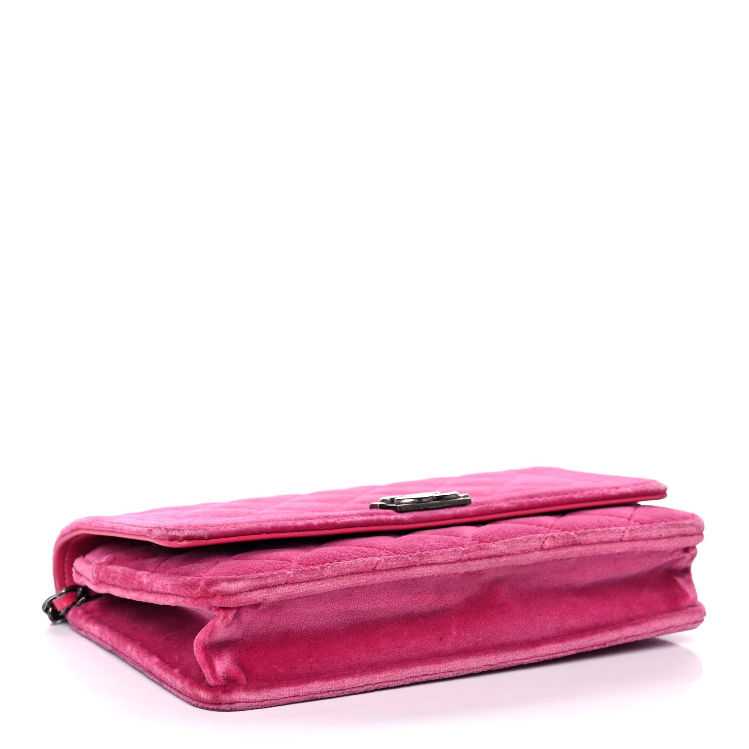 Chanel Velvet Quilted Boy Wallet On Chain WOC Fuchsia 3 of 14