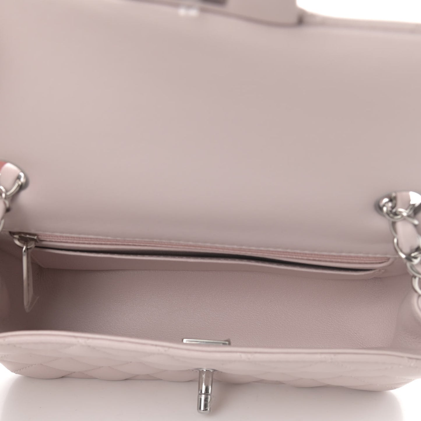 Lambskin Quilted Mini Rectangular Flap Light Purple