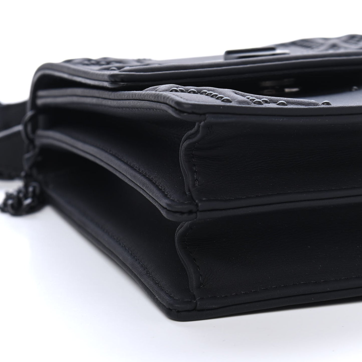 Ultra Matte Calfskin Studded Vertical Diorama Black
