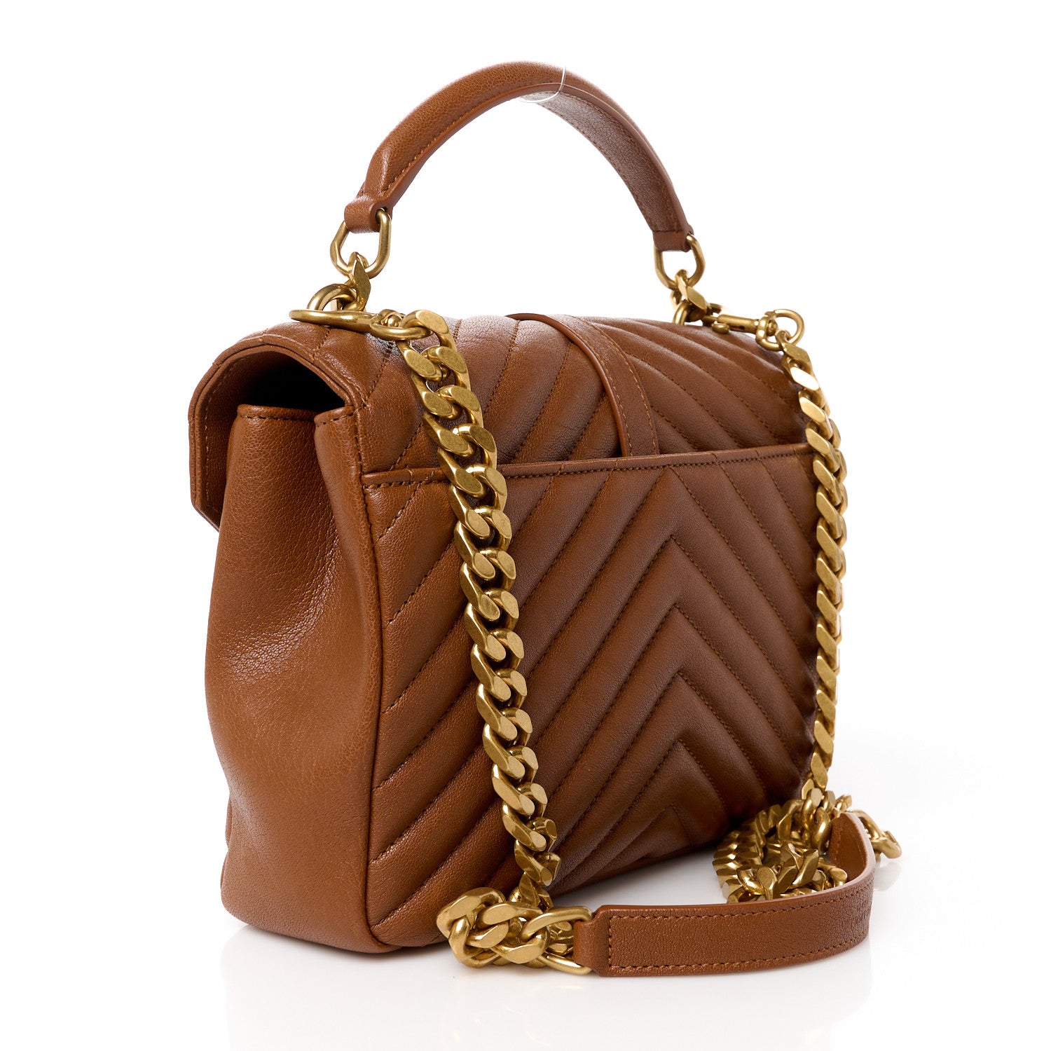 Saint Laurent Sheepskin Matelasse Chevron Monogram Medium College Bag Brick 3 of 11