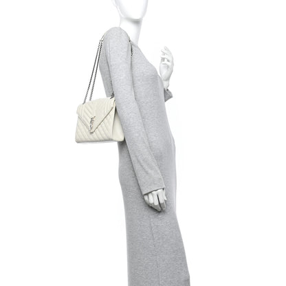 Saint Laurent Grain De Poudre Textured Mixed Matelasse Medium Triquilt Monogram Satchel Crema Soft 2 of 11