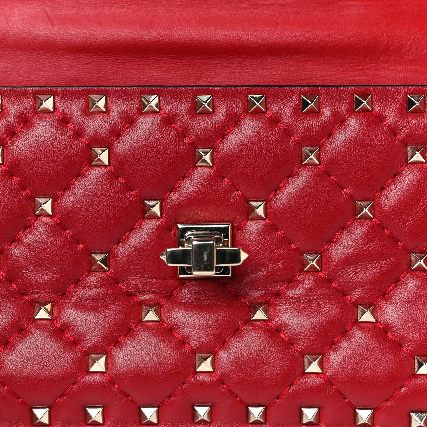 Nappa Small Rockstud Spike Shoulder Bag Rosso Valentino